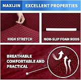 MAXIJIN Newest Jacquard Chair Cover 1 Seater Wine Red Non Slip Stretch view 4