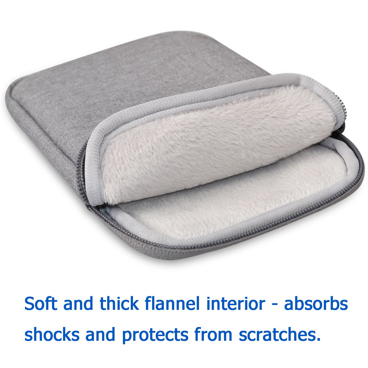 TFY E-Reader Protective Pouch Bag with Zip Closure, Plus Bonus Hand Strap Holder for 6 inch e-Readers - Kindle 6 inch/Paperwhite/Voyage/Oasis 6 Inch/Nook GlowLight Plus/Kobo Aura/Touch 2.0