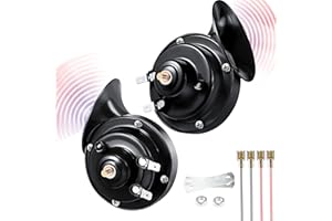 Car Horn, Ouffun 12V 300DB Super Loud Horns, Waterproof Dual Truck Horns, Electric Snail Auto Horn Universal Fit Kit Replacement for Cars, Motorcycles, Trucks, Trains and Boats (2 PCS)