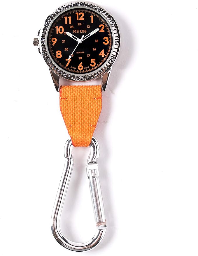 Amazon Kiitos カラビナウォッチ 懐中時計 ユニセックス フックウォッチ Orange 懐中時計 腕時計 通販
