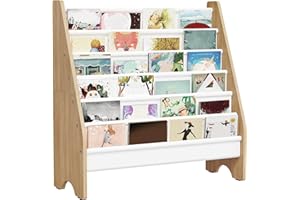 CHOEZON 6-Tier Kids Bookshelf, Sling Kid Bookcase, Large Capacity Book Organizer, Book Shelf for Kids Room, Magazine Storage 