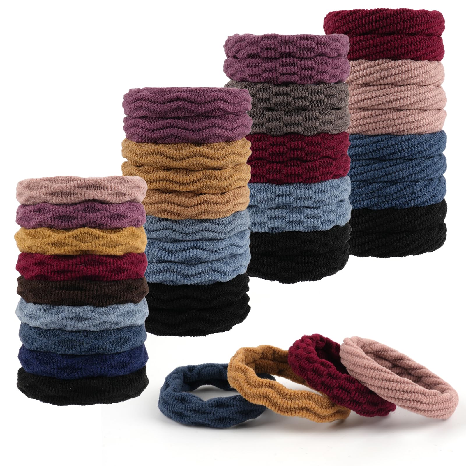 100pcs Hair Bands, Elastic Hair Bobbles, Thick Hair Ties No Damage, Ponytail Holders for Women Girls Hair Accessories (4 Styles)