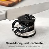 AnySharp Knife Sharpener, Hands-Free Safety, Suction PowerGrip, Silver view 9