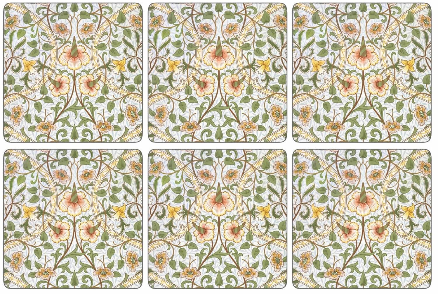 Castle Melamine William Morris Daffodil Coasters - Set of 6