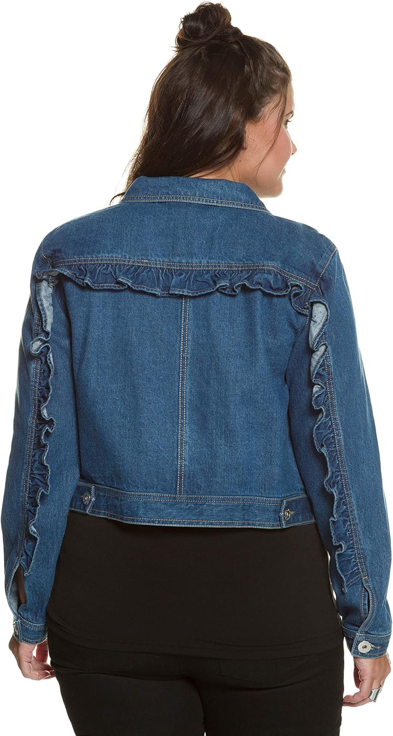 plus size ruffle denim jacket