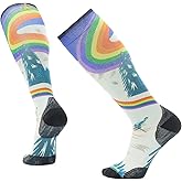 Smartwool Men's Ski Zero Cushion Rainbow Trails Print Over The Calf Socks - Laguna Blue-1 - X-Large