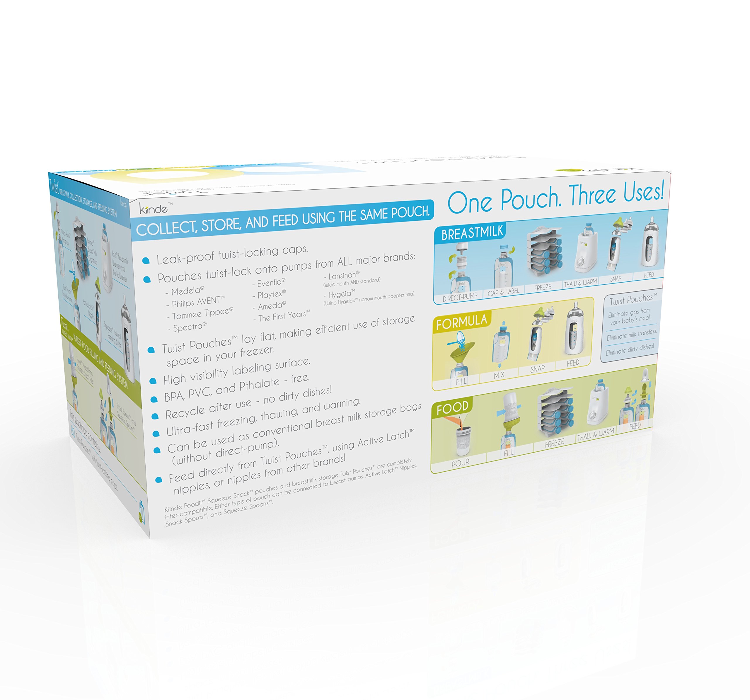 Kiinde Twist Pouch Breast Milk Storage Bags for Pumping, Freezing, and