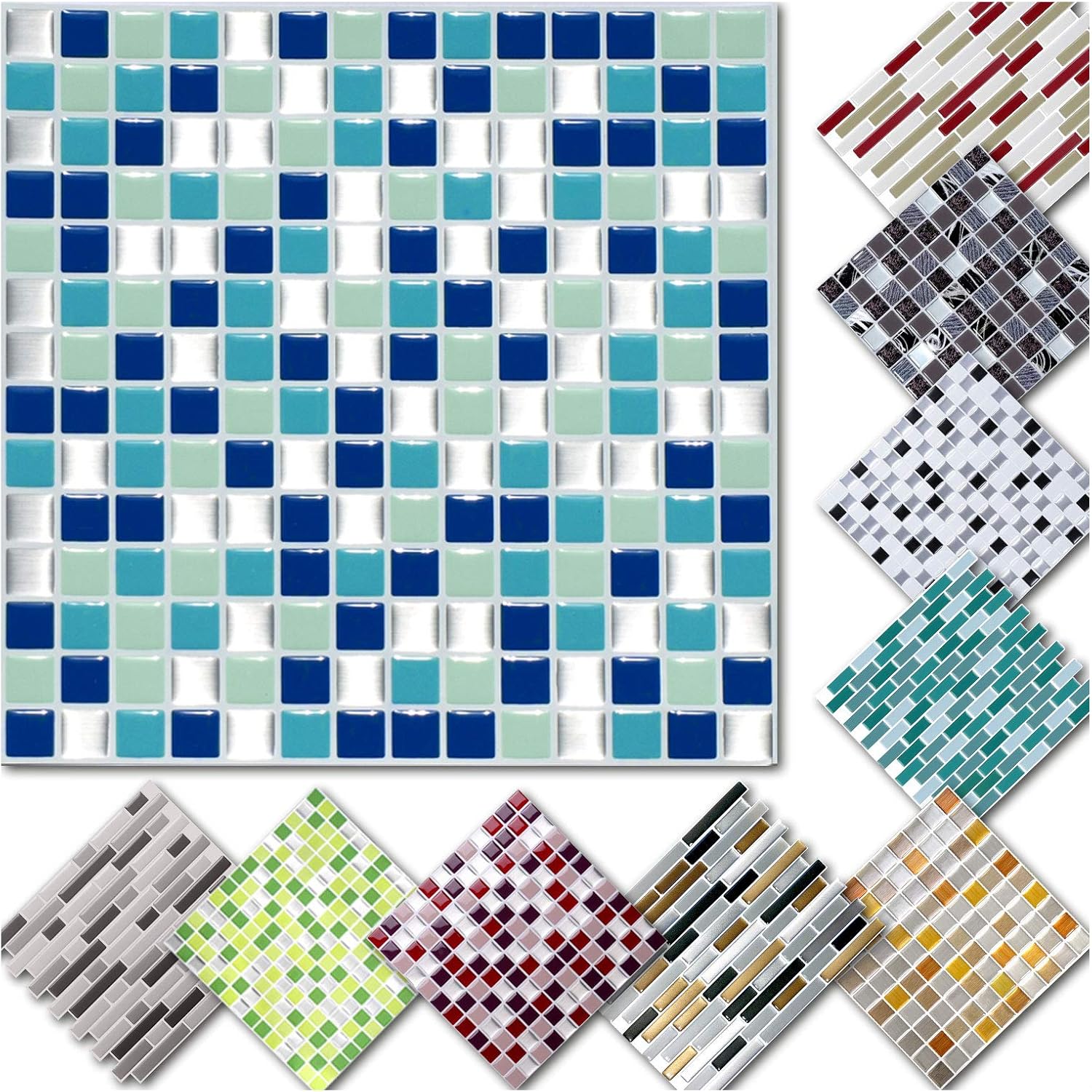 Grandora 4 Adhesivos 25,3 x 25,3 cm Azul Turquesa Plateado Etiqueta