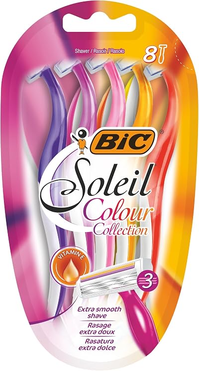 BIC Miss Soleil Colour Collection 3-Blade Razors for Women 8 Pack