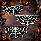 Timgle 3 Pcs Halloween Bath Mat 32x16 Inch Spider Web Bath Rug Non Slip | Black Spiderweb Design, Gothic Home Kitchen Bathmat Doormat Decor, Machine Washable Goth Holiday Party Decoration
