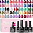 Beetles Fall Gel Polish Set, Fingertip Palette Collection, 32 Colors | With Base Glossy Matte Glitter Top Coat, Pink Red Blue