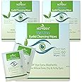 NOVEHA Tea Tree Oil Eyelid & Lash Wipes With Hyaluronic Acid, Green Tea & Chamomile For Blepharitis & Itchy Eyes, Individually Wrapped Eyelash Wipes Natural Makeup Remover & Daily Cleanser (Pack of 3)