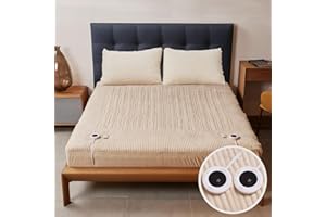 ALLYOULAND Heated Mattress Pad King Size Dual Control- Electric Mattress Pad 78x80+15 inches 6 Heat Settings Adjustable 1-10 