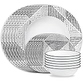 Corelle Vitrelle 18-Piece Service for 6 Dinnerware Set, Triple Layer Glass and Chip Resistant, Lightweight Round Plates and Bowls Set, Odisha