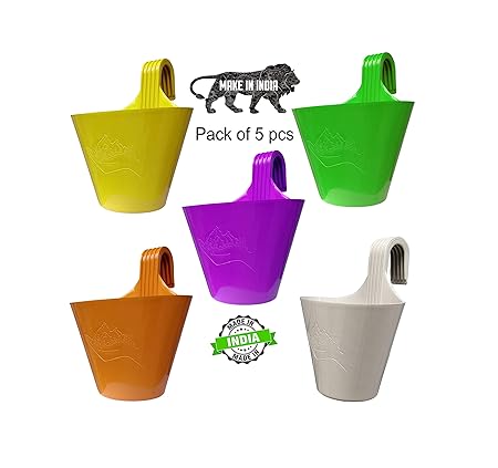 TechHark Hooked Hanging Planters for Plants Railing Flower Pots, Balcony Railing Vertical