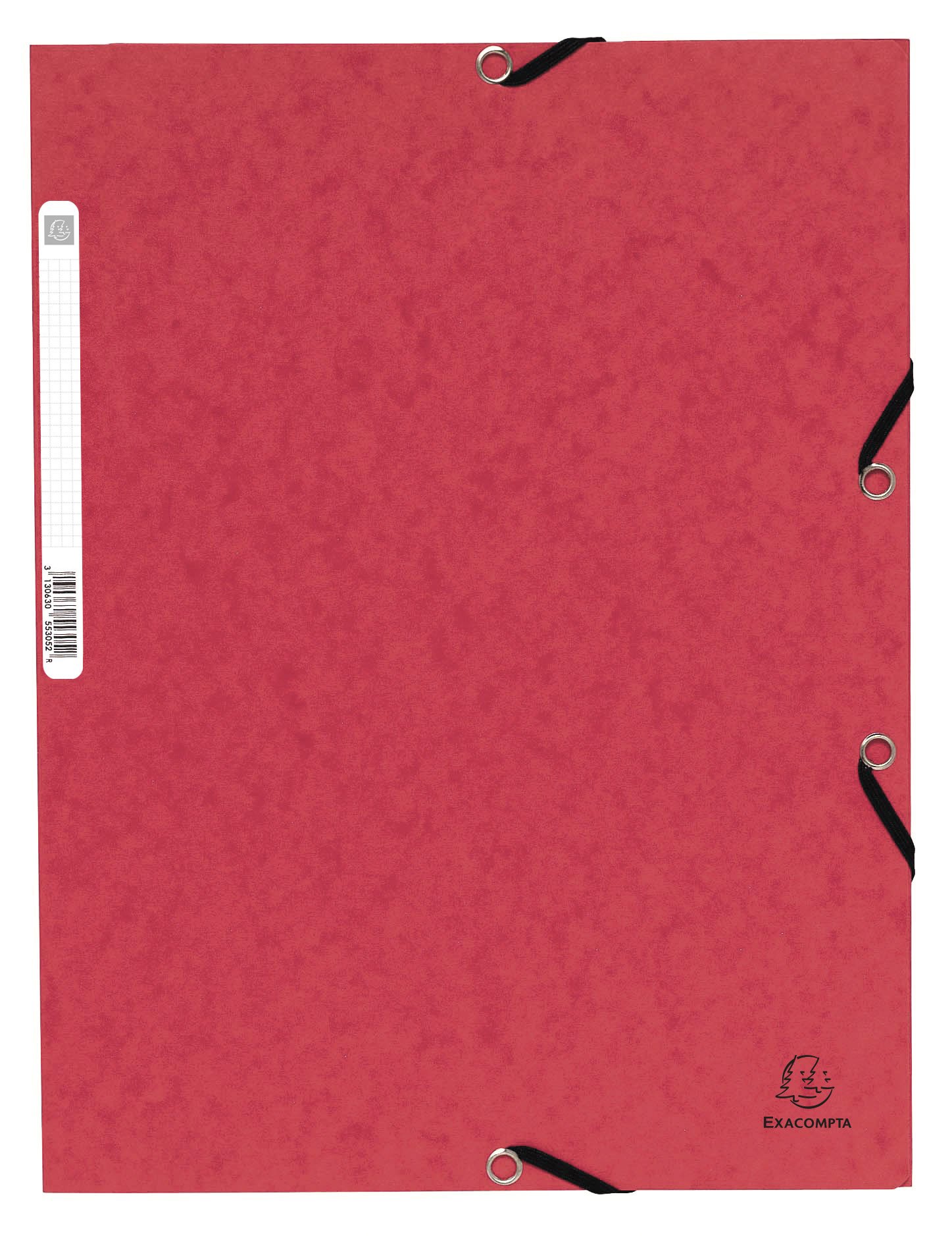 Exacompta - Ref 55305E - Elasticated 3-Flap Folders - Suitable for Holding A4 Documents, 355gsm Glossy Card, Label on Back for Identification - Red (Pack of 10)