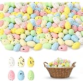 JULBEAR 50PCS Easter Mini Artificial Bird Eggs | Easter Assorted Color Foam Egg Decor, Party Decorative Easter Eggs, Speckled Eggs for Kid Art Crafts Supplies Basket Stuffers