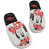 Disney Minnie Mouse Slippers Womens Slip-On Grey House Shoes