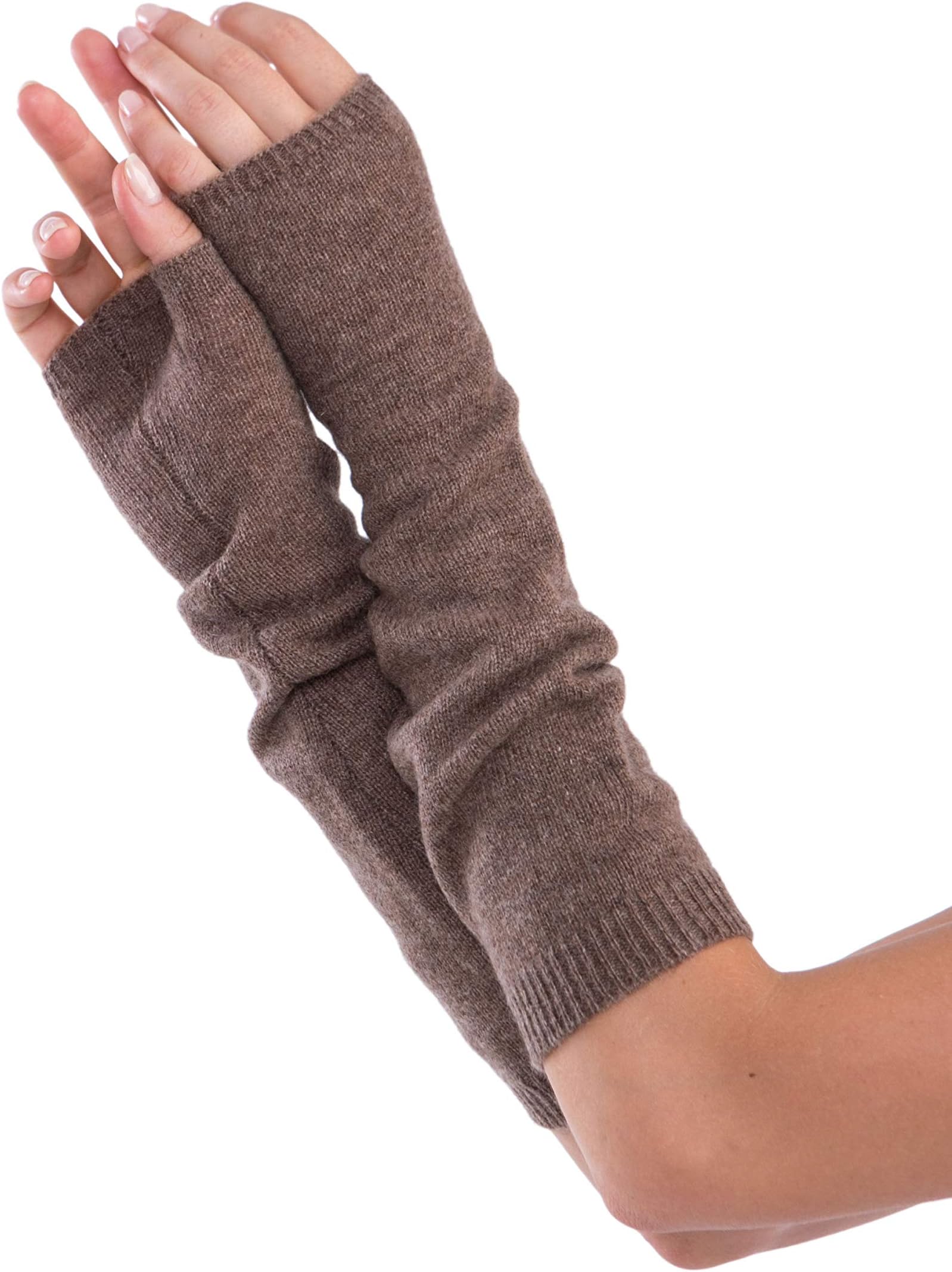 cashmere 4 U Women's 100% Cashmere Long Sleeve Fingerless Mitten Gloves