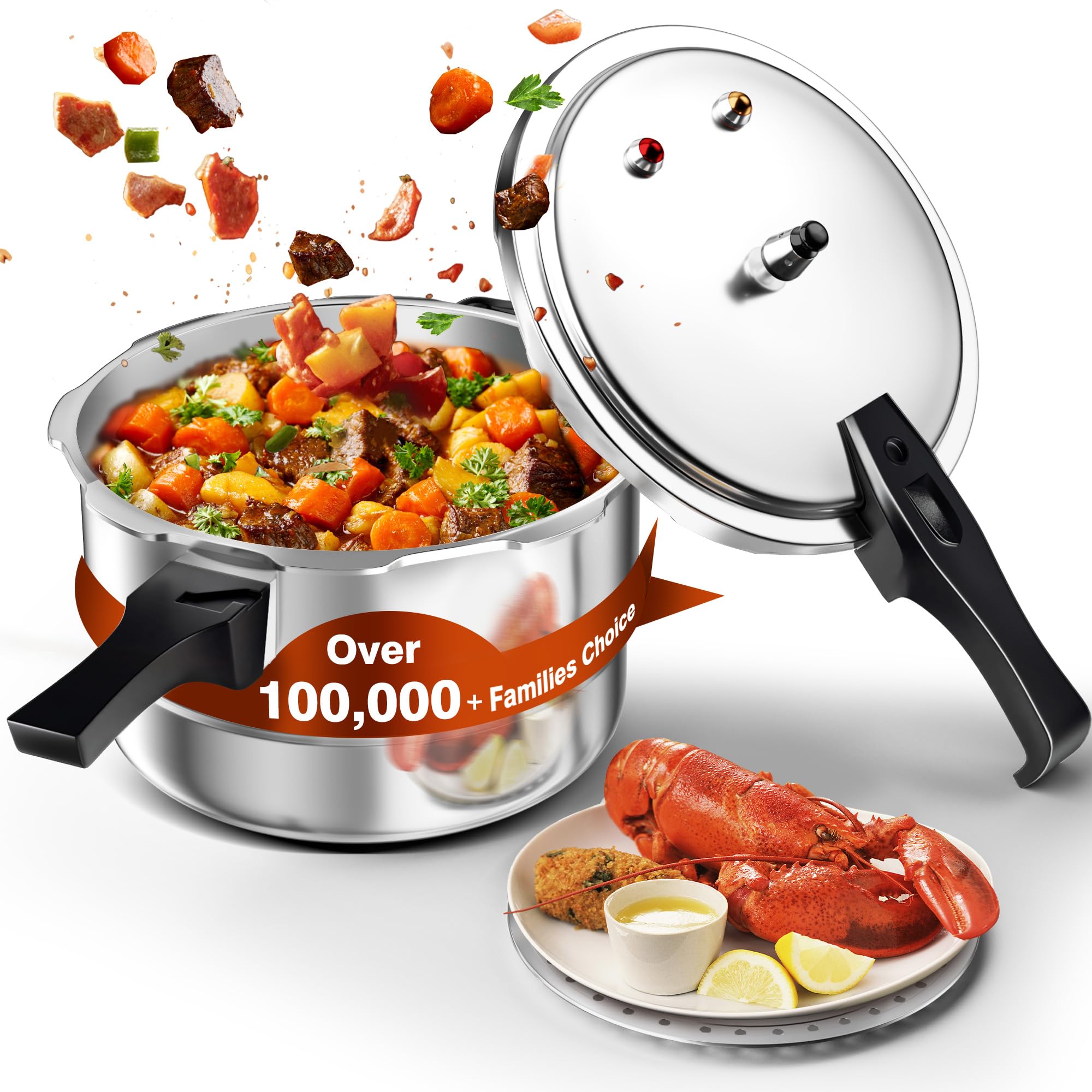 Photo 1 of **Parts Only** WantJoin 11Qt Aluminum Pressure Cooker w/Release Valve & Multiple Protective Devices,Pressure Canner Compatible with Gas & Induction Cooker,Canner Rack Included