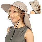 SUN CUBE Wide Brim Sun Hat with Neck Flap, UPF50+ Hiking Safari Fishing Hat for Men Women, Sun Protection Beach Hat