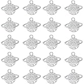 yueton 20PCS Bling Planet Charms Imitation Diamond Planet Charms Sparkling Saturn Pendant for Necklace Earrings DIY Jewelry Making