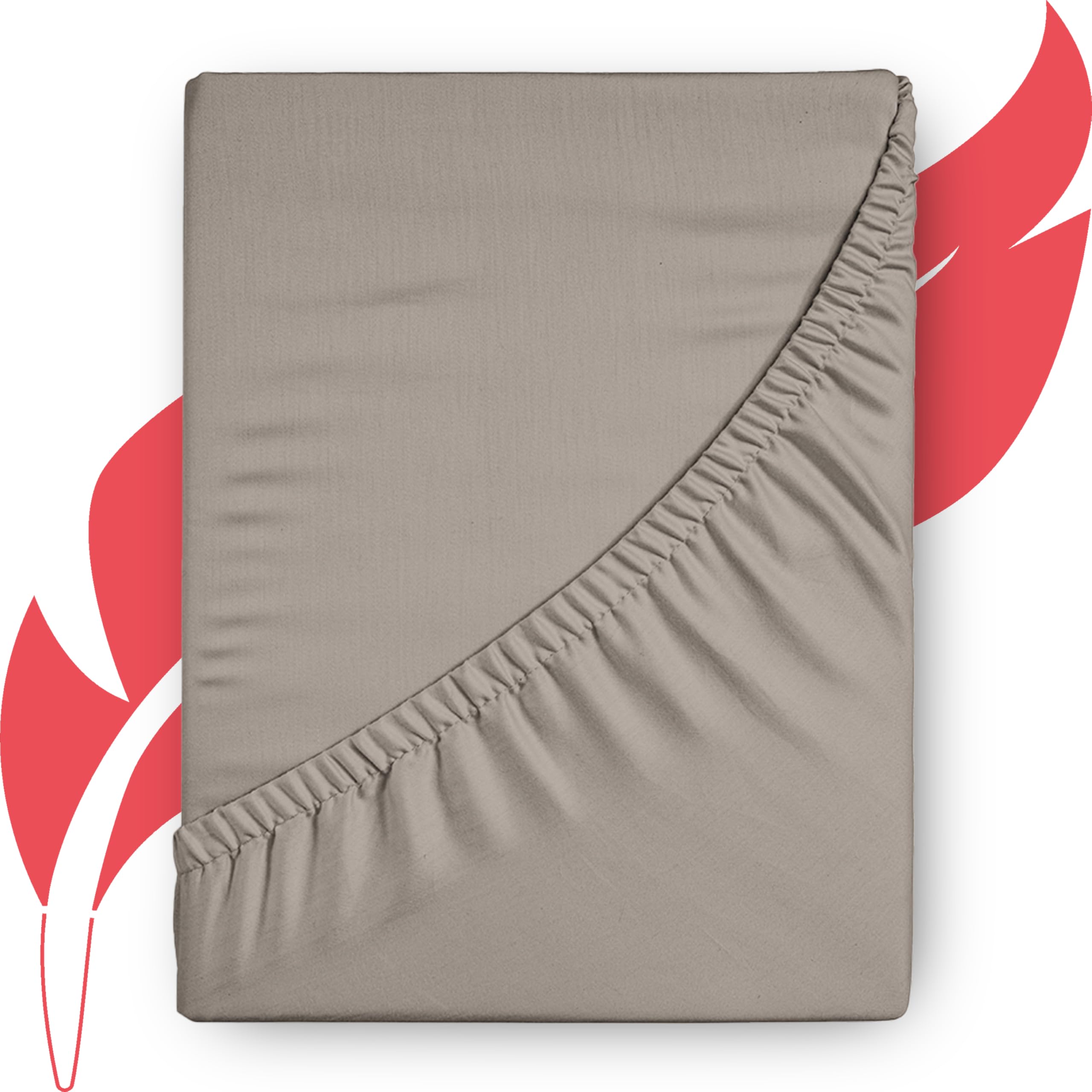 Photo 1 of Ashton Sheets Premium Egyptian Cotton Full Fitted Sheet Only - 22" Extra Deep Pocket Full Fitted Sheet, Easy Snug Fit, Soft Cooling Sateen Weave, Extra Long Staple Cotton Bottom Sheets - Taupe