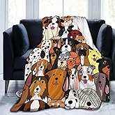 Cute Dog Fun Face Blanket, Soft Blankets Flannel Bed Throw Cozy Lightweight Plush Gifts for Kids Boys Girls Women Men Sofa Couch Bedroom Living Rooms Warm All Season, Home Decor, Small 50"x40"