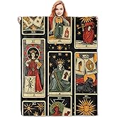 VANZEV Tarot Cards Flannel Blanket, Tarot Cards Gifts, Mystical Blanket for Divination Enthusiasts Women, Soft Lightweight Tarot Throw Blankets for Bed Home Decor 50
