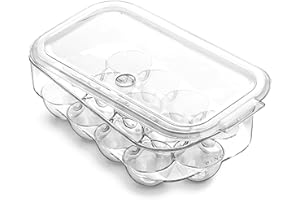 BINO Plastic Egg Container for Refrigerator - Clear, 13 Count, Sturdy, Durable