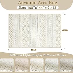 Area Rug for Living Room 9x12: Large Washable Boho