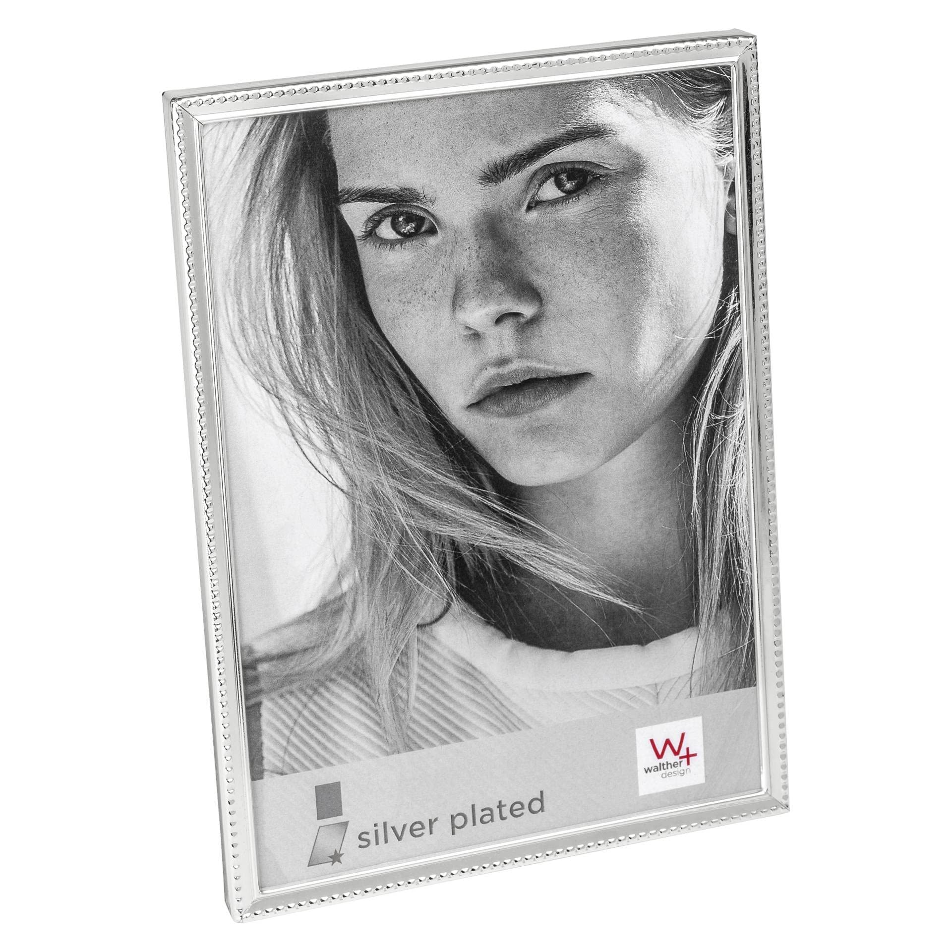 walther Design Picture Frame Silver 13 x 18 cm Real Silver-Plated with Anti-Tarnish Cosima Portrait Frame BH318S