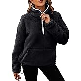 Neineiwu Womens Half Zip Fleece Pullover Fuzzy Oversized Sweatshirts Sherpa Polar Long Sleeve Hoodies With Pockets