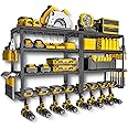 Spampur Power Tool Organizer, 15 Min Quick Assembly & Max 150lb load by Heavy Duty Metal, 4 shelves 8 Slots for Cordless Drill in Garage/Workshop/Pegboard/Shed Suitable for Father's Day