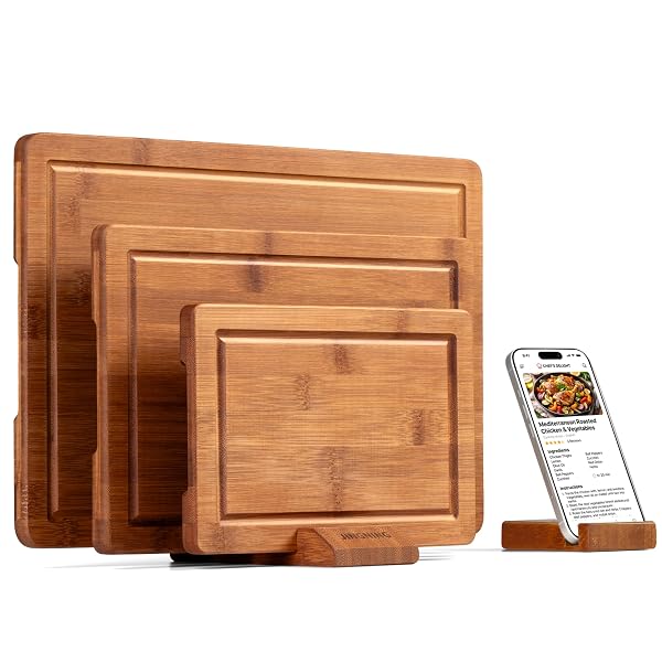 JINGNING DEEP-CARBONIZED BAMBOO CUTTING BOARD SET FOR KITCHEN...