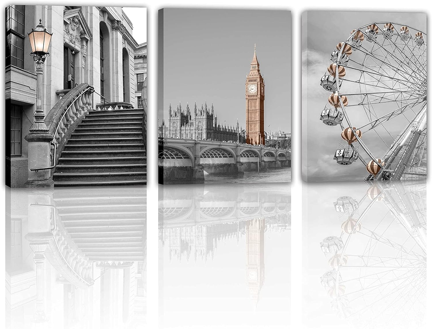 NESS-BEZAL Kitchen Modern Wall Art Living Room Dining Room Decor Modern Architecture Canvas Prints City Building Pictures Framed Posters Contemporary Artwork Paintings Office Bedroom