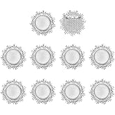 MECCANIXITY 10 Pcs Cabochon Brooch, 25mm Alloy Findings Trays Round Pins, Vintage Setting Brooch Pins for DIY Jewelry Making Pendants Photo Craft, Sun Style, Silver