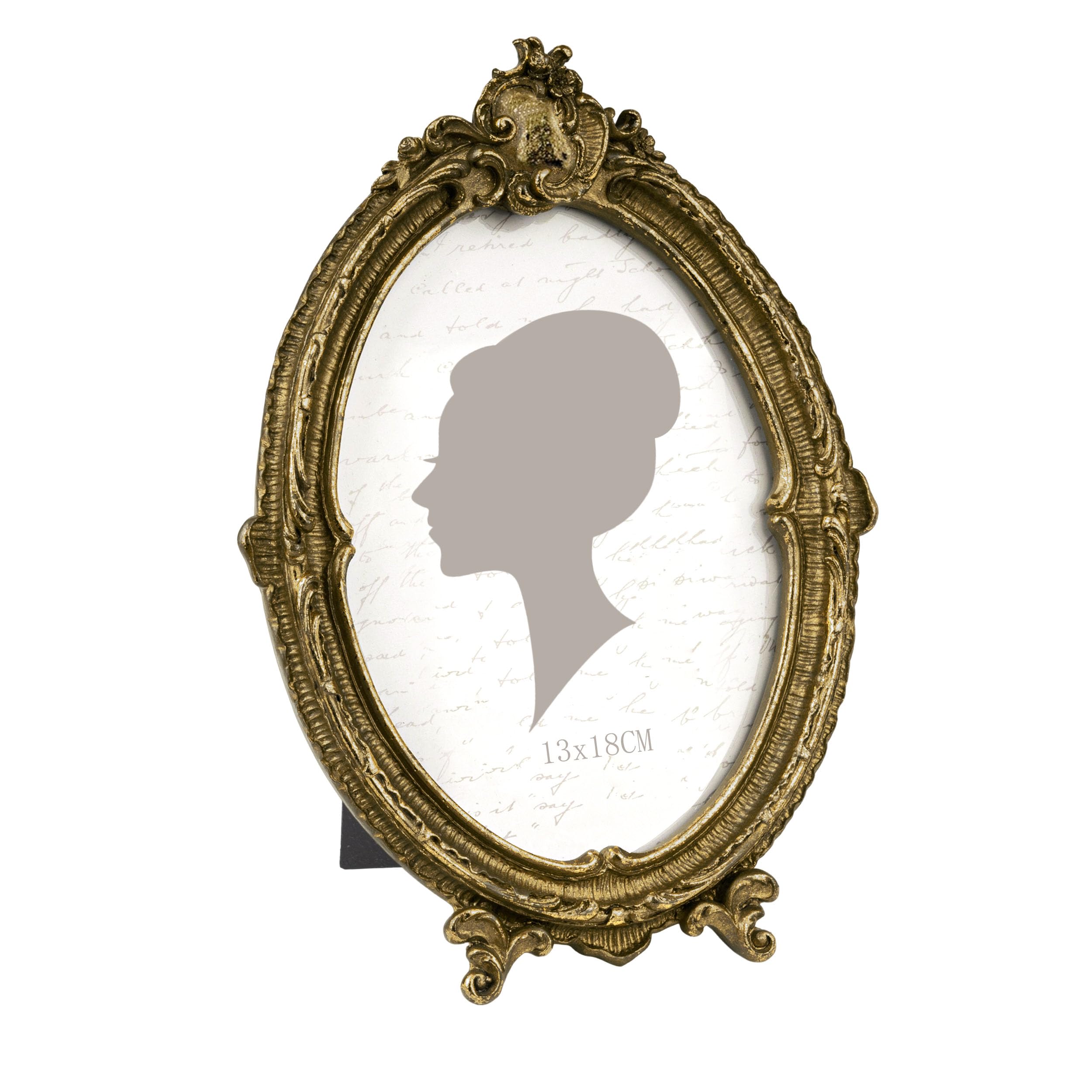 Sunlit Oval Vintage Picture Frame 5x7 Inch, Antique Photo Frames with Glass Front, Ornate Photo Display, Tabletop Wall Hanging, Gift Ideas, 13x18 cm