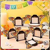Youyole 6 Pcs Día De Los Muertos Photo Frame 7.5 x 7.3 Day of The Dead Wooden Picture Frame Mexican Butterfly Tabletop Display Hanging Wall Decor Vertical or Horizontal for Halloween Altar Ofrenda