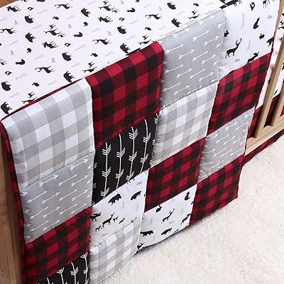 Buy The Peanutshell Buffalo Plaid Crib Bedding Set For Boys Or Girls Red Black And Grey 3 Pieces Crib Quilt Fitted Sheet Crib Skirt Online In Indonesia B0871nzwnc