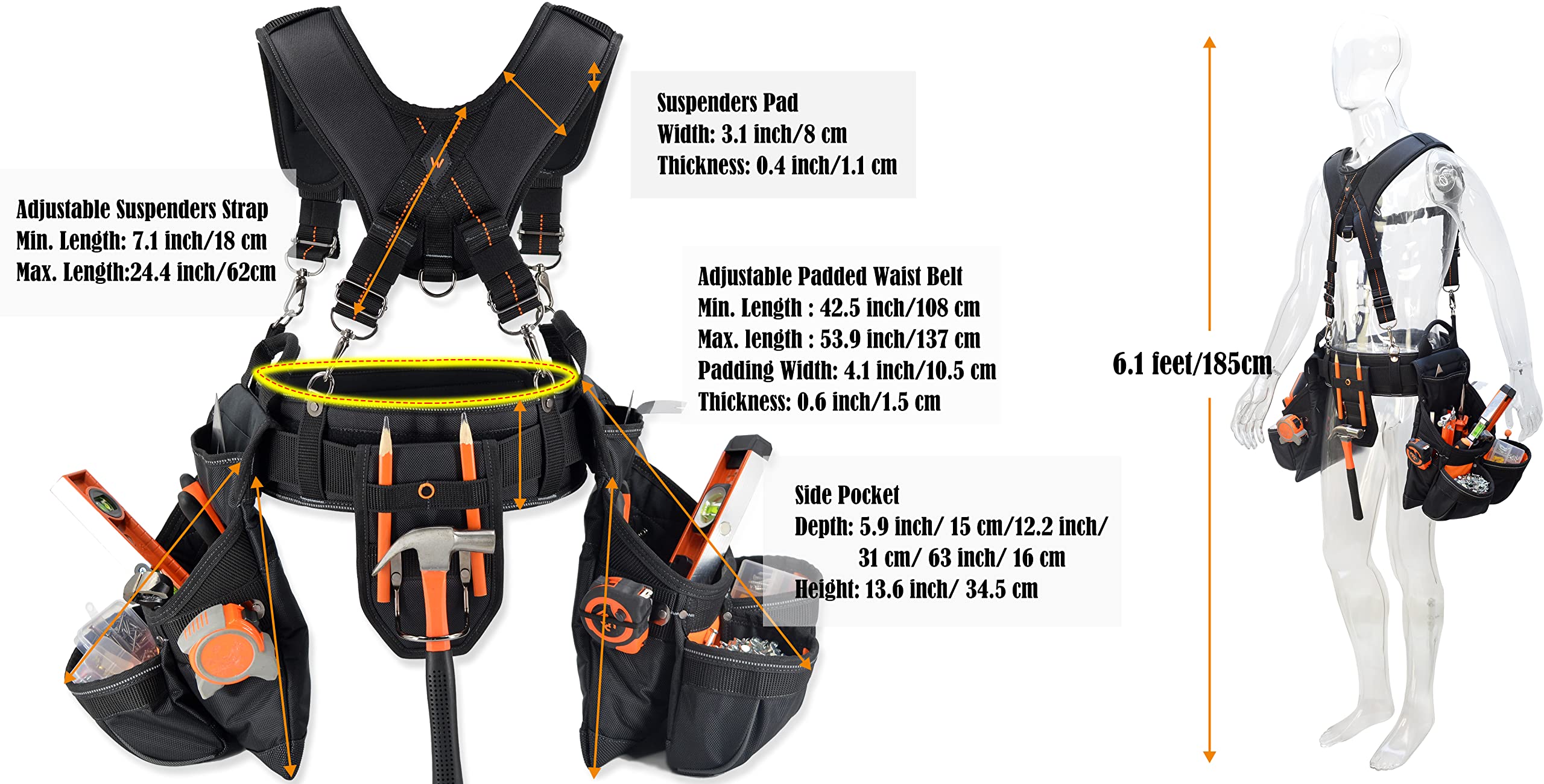 Tool belt with suspenders, Tool belt suspenders, Carpenter tool belt, Framers tool belt, Scaffold tool belt, Construction tool belt, Tool belt pouch, Tool belts for men, Tool belt suspenders for men