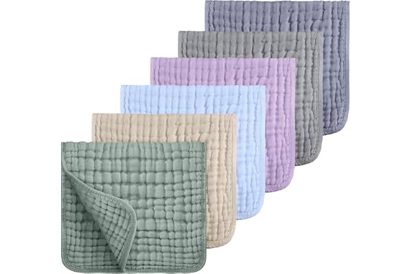 Looxii Muslin Burp Cloths 6 Pack 100% Cotton Muslin Cloths Large 20''x10'' Extra Soft Absorbent Burping Cloth for Baby Boys a