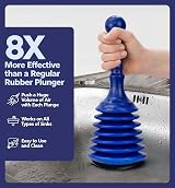 Luigi's Plunger for Sinks and Drains with Large Bellows view 2