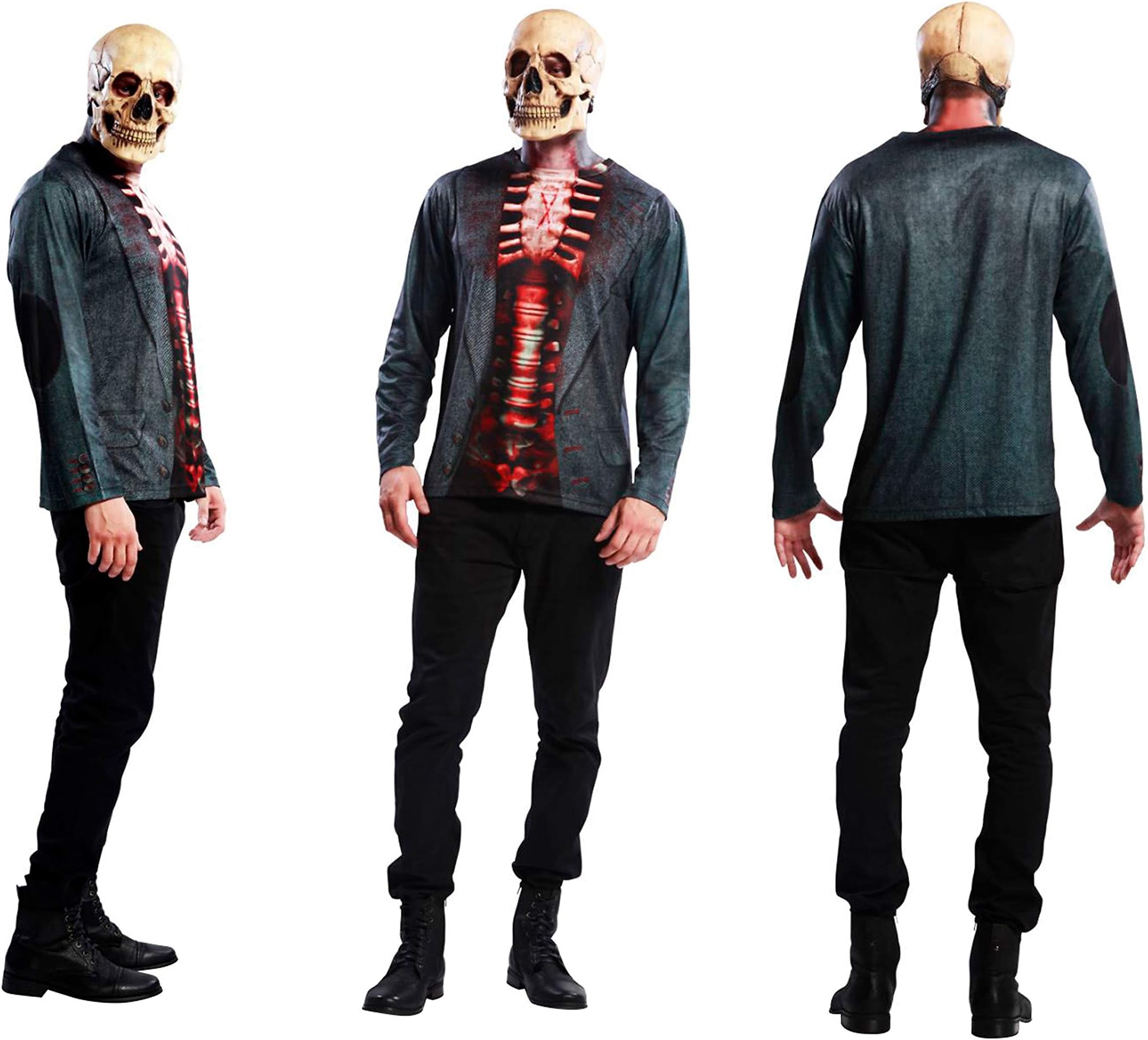 Viving Costumes 230009 Skeleton Man Long Sleeve T-Shirt, Medium, Multi Color