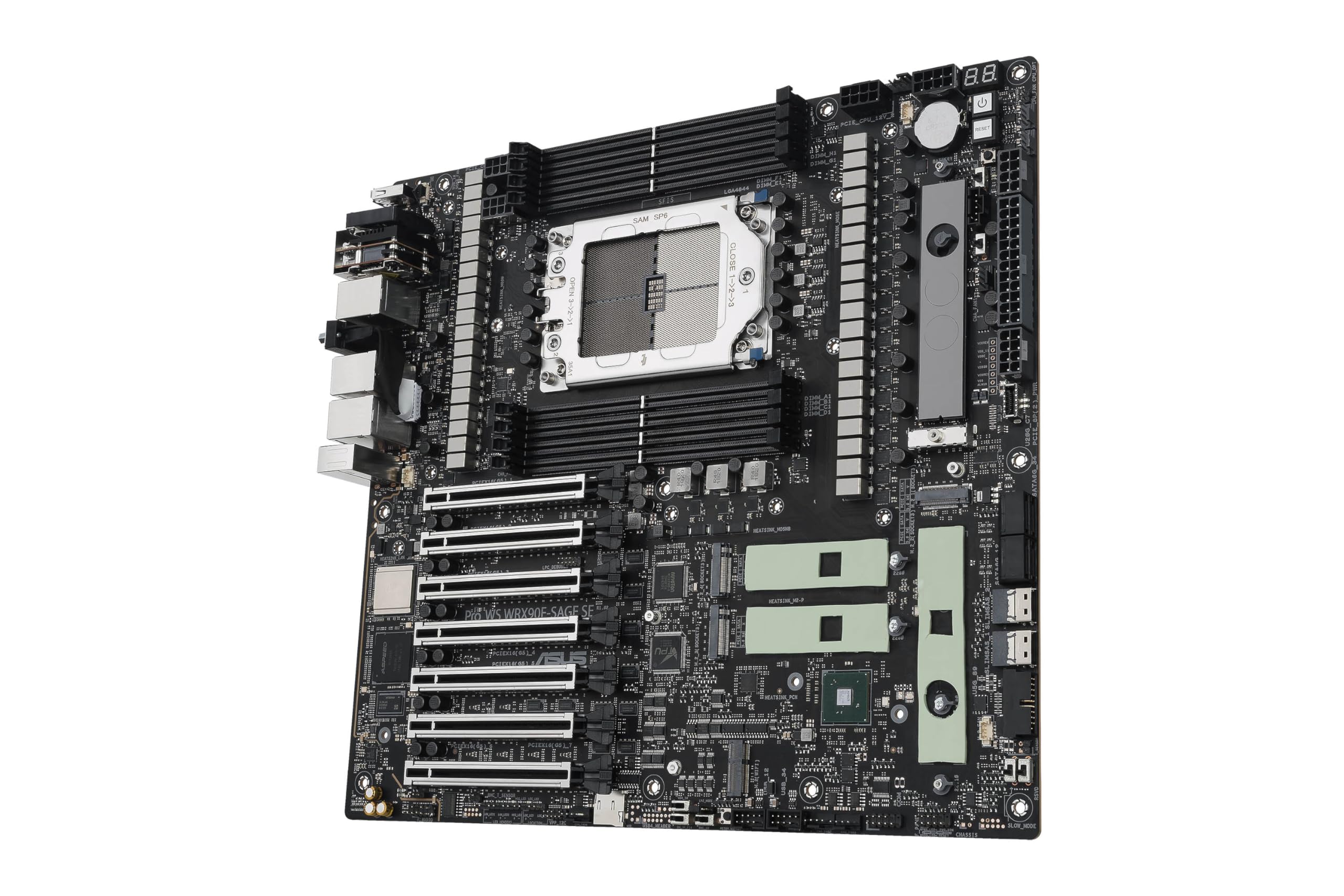ASUS Pro WS WRX90E-SAGE SE EEB Workstation Motherboard, AMD Ryzen™ Threadripper™ PRO 7000 WX-Series, ECC R-DIMM DDR5, 32 Power-Stage,7xPCIe 5.0x16, PCIe 5.0 M.2, 10Gb & 2.5Gb LAN, Multi-GPU Support