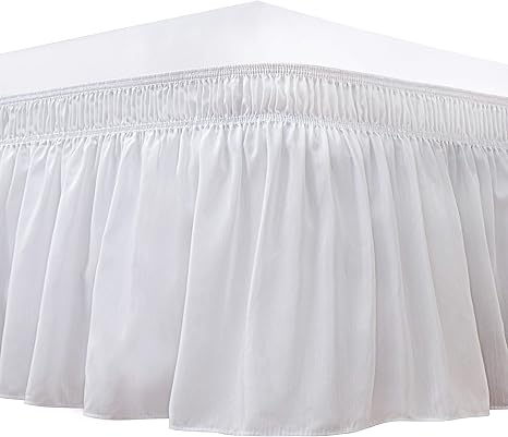 Amazon Com Biscaynebay Wrap Around Bed Skirts With Adjustable Belts White For King Cal King Size Beds 15 Inches Drop Elastic Dust Ruffles Easy Fit Wrinkle Fade Resistant Silky Luxurious Fabric