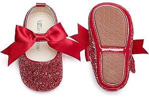 Kiderence Baby Girls Prewalker Mary Jane Flats Bowknot Princess Dress Shoes (Infant/Toddler)
