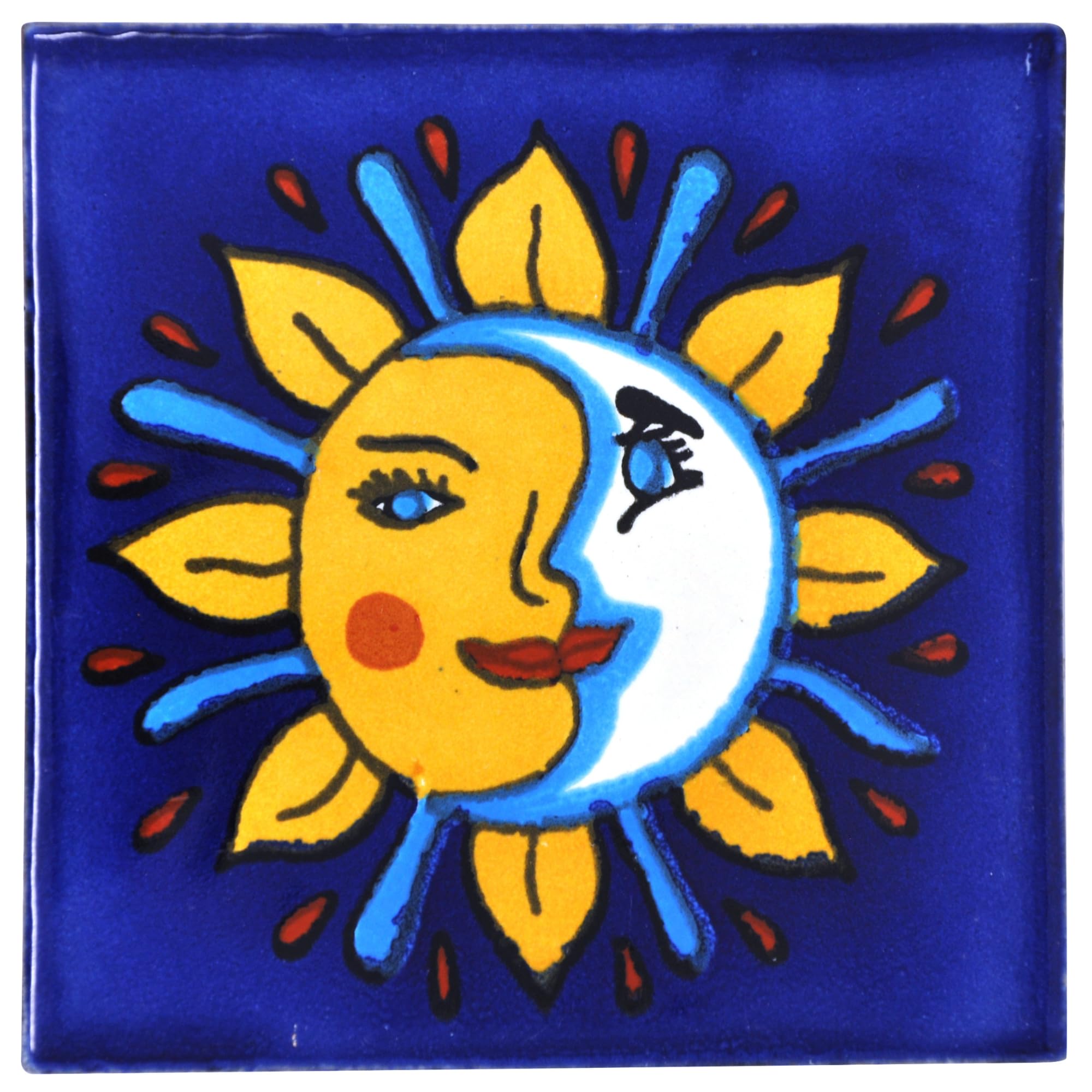 Tumia LAC Handmade Mexican Talavera Tile - Authentic Style Hernan Ceramic Tiles for Crafts, Backsplashes and Home Improvement (10)