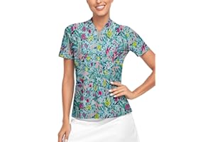 SONEVEN Women's Golf Shirt Short Sleeve Tennis Shirt Quarter Zip Golf Pullover Golf Polo Shirts Argyle Tops