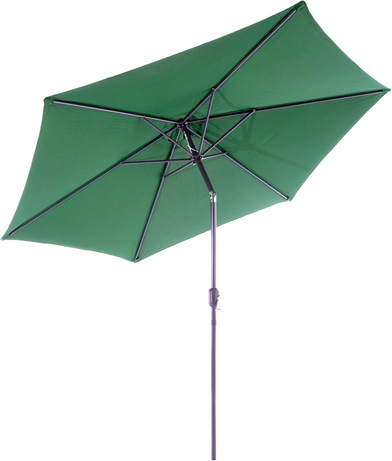 Nexos GM35106 Sonnenschirm Ø 290 cm Stahl Gestell UV Schutz UPF 50+ Gartenschirm Marktschirm mit Kurbel, neigbar Schirmstoff Grün wasserabweisend Höhe 230 cm